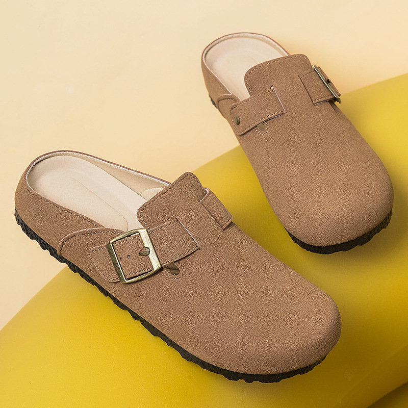 Changfeng zapatos primavera retro Bocken zapatos casuales zapatos de bolso de hombre zapatillas de mitad zapatillas de mujer Bocken zapatillas de fondo plano de mujer