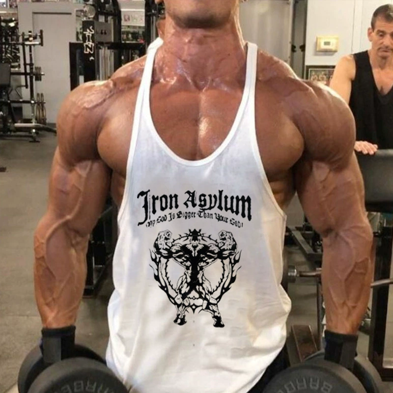 Мужская Спортивная одежда для бодибилдинга и фитнеса, Свободный жилет для бега с принтом, Свободный Летний хлопковый I-word A Generation of hair