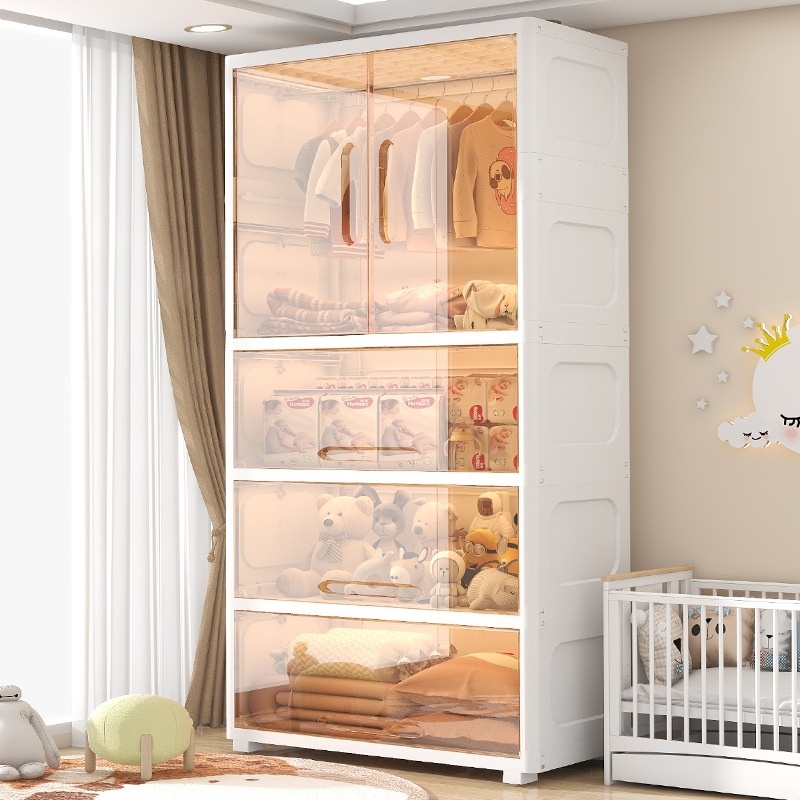Thickened Children's Wardrobe Storage Cabinet Simple Baby Baby Small Wardrobe Plastic Home Bedroom Clothes Storage Cabinet