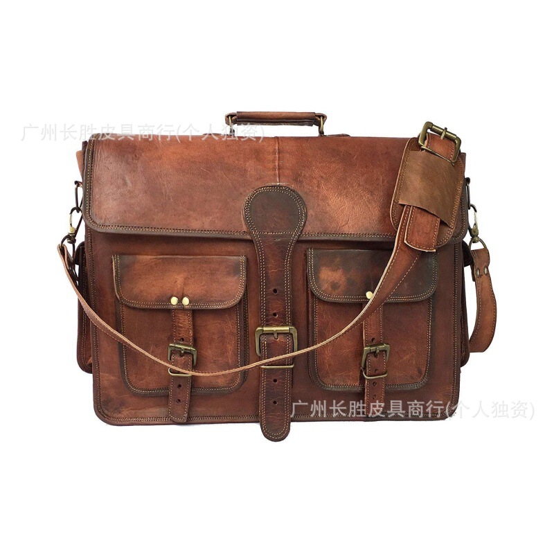 Amazon Pu Men's and Women's Retro Travel Messenger Bag Large Capacity Multifunctional Laptop Briefcase