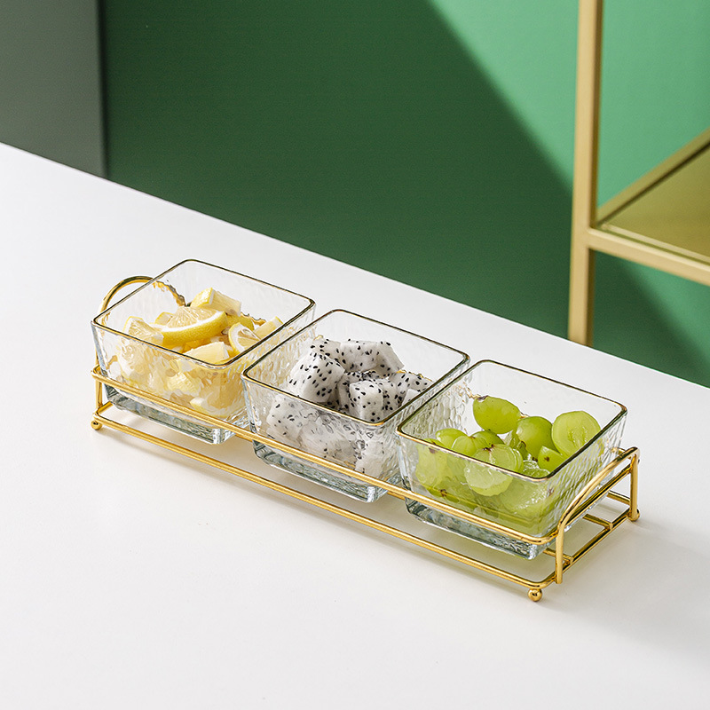 Vidrio separado fruta plato comercial merienda plato bar pie baño Club KTV rejilla plato con tapa