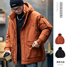 白鸭绒三防羽绒服男中长款冬季宽松潮牌男士加厚保暖冲锋衣外套潮