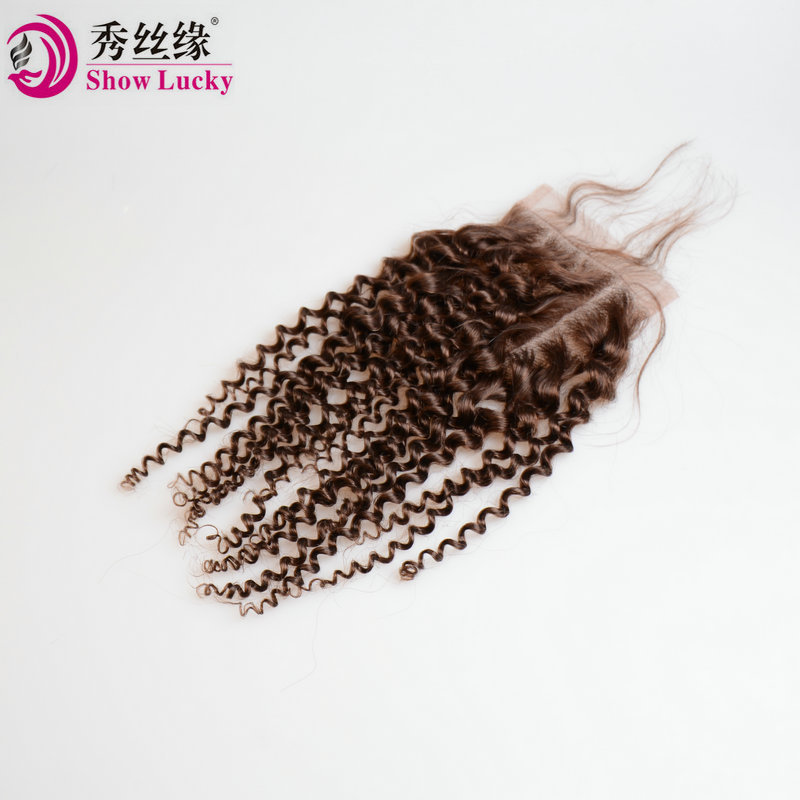 Pelucas europeas y americanas Malasia #2 Malasia Kinky Curly Human Hair Closure