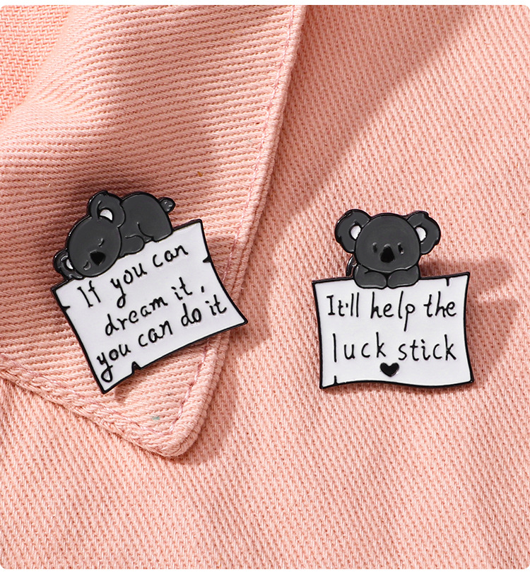 Casual, Daily Occasion Alloy Material Cartoon Style Cute Pin Koala Alloy Enamel Unisex Brooches