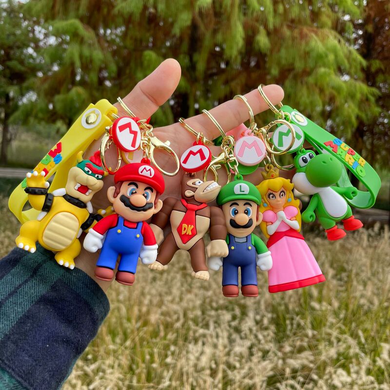Cross-Border Nintendo Super Mario Stereo Pvc Doll Keychain Couple School Bag Pendant Car Trinkets