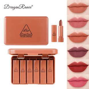 Cross-border dragonranee Mini Cute Sample Lipstick Set Matte 6 Nude Fog Lipstick Set