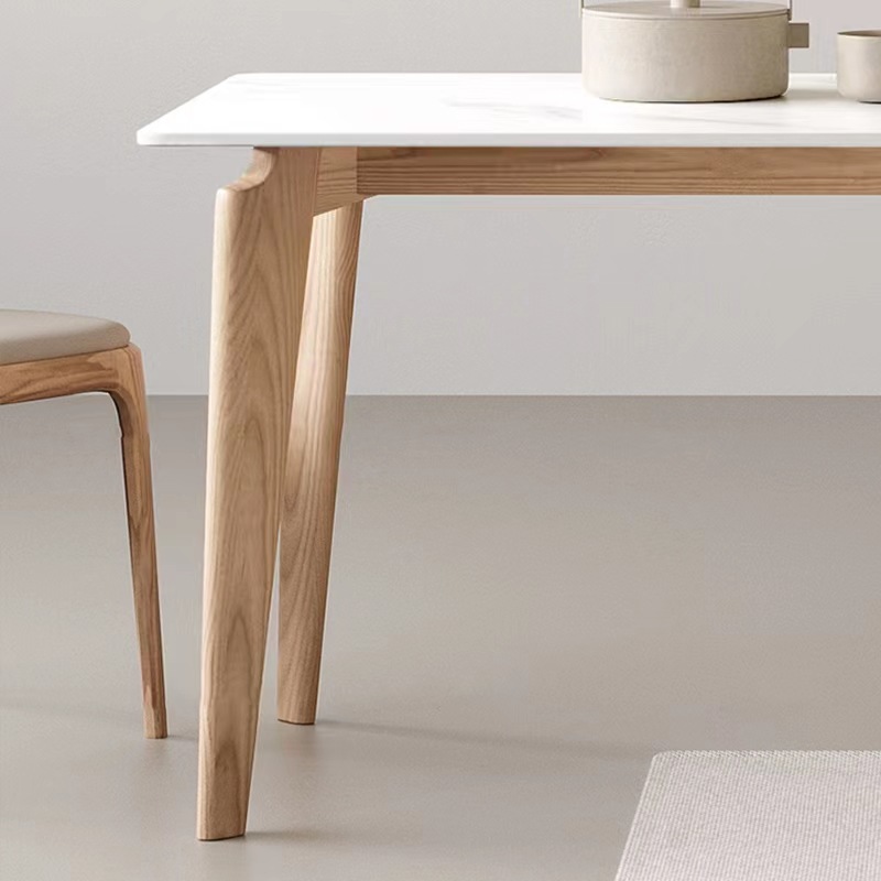 Diseñador delifeng Placa de roca antibacteriana mesa de comedor y silla combinación cera blanca rectangular pequeño apartamento minimalista mesa de comedor