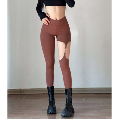 歐美辣妹性感運動健身服女高彈裸感跑步緊身長褲瑜伽大鏤空1377