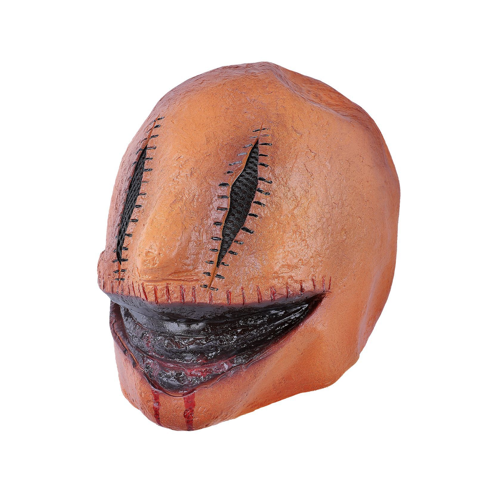 maschera da fantasma sorridente assassino copricapo in lattice di Halloween casa infestata orrore stanza segreta oggetti di scena_voghion.com