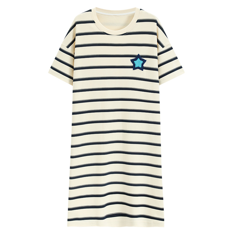 [Personalizado] 7A pijama de manga corta de algodón antibacteriano de gran tamaño gordo m200 kg camisón de maternidad verano femenino dulce y lindo