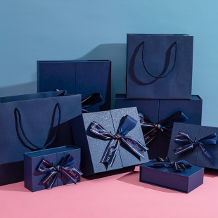 in stock Blue Double Door Gift Box Internet Celebrity Gift Box Business Gift Box Tanabata Birthday Gift Box
