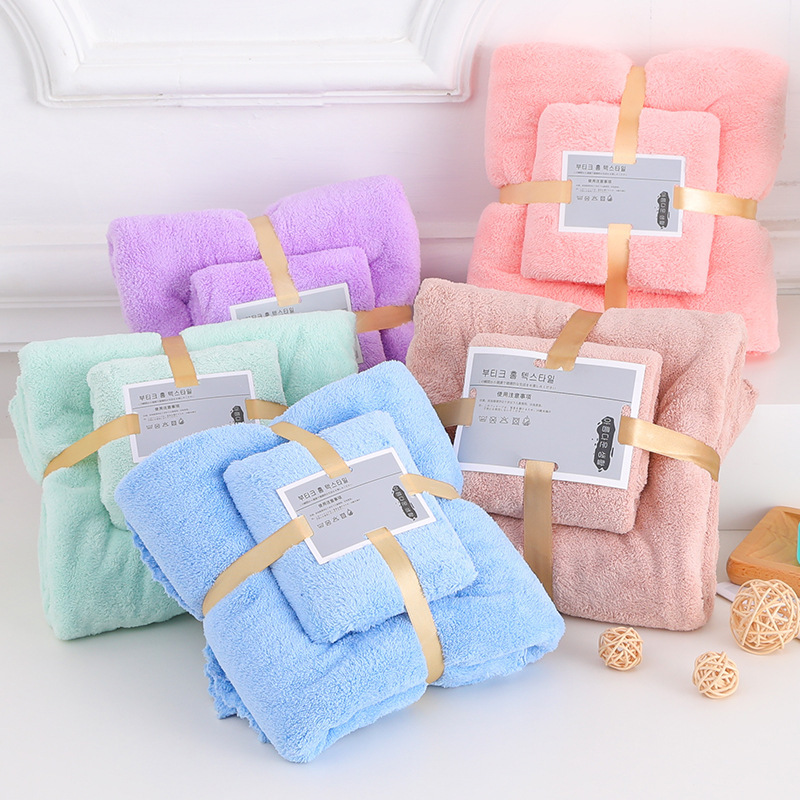 Factory wholesale coral fleece towel bath towel letter set adult female soft absorbent thick back gift customization Factory wholesale coral fleece towel bath towel letter set adult female soft absorbent thick back gift customization