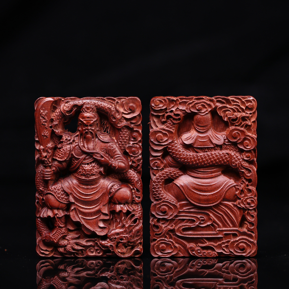 Thunder-struck jujube wood safety charm Guan Gong charm pendant Taoist ritual object portable accessory old material dark color hand-carved