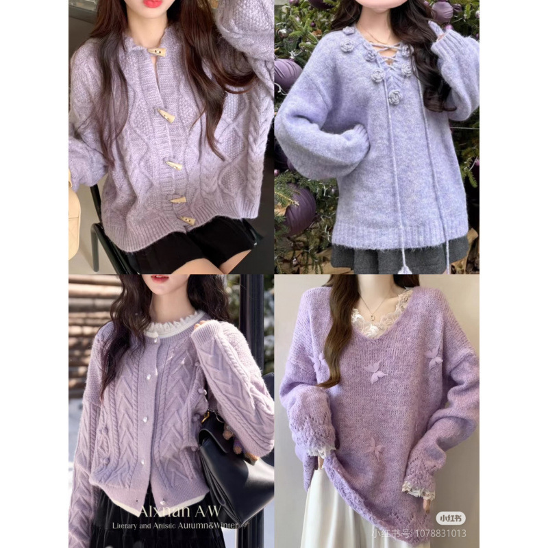 Puyuan 秋と冬のニットカーディガンレディーストップスセーター女性のかわいいキャンディーカラーのソフトワックス状 13 行女性の卸売|undefined