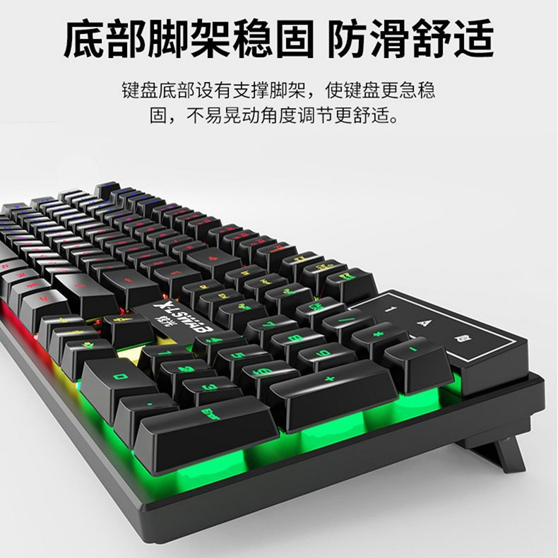 Traje de ratón de teclado transfronterizo sensación mecánica impermeable teclado con cable teclado luminoso ratón auricular juego universal al por mayor