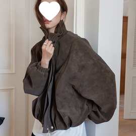 美式复古哑光皮衣外套女2026春秋新款感酷飒休闲垂软夹克上衣其他