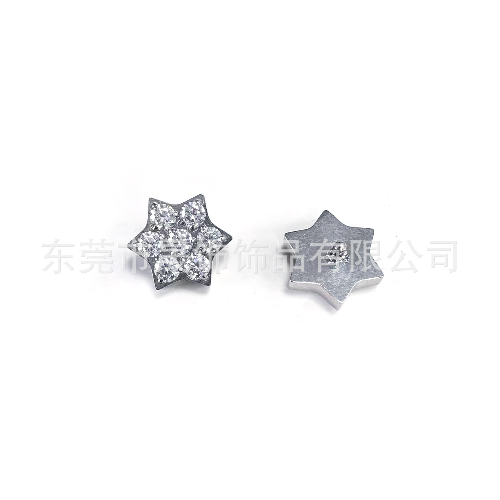 F136钛合金六角星形圆锆耳钉镶5A锆石耳骨钉G23钛内螺纹穿刺饰品