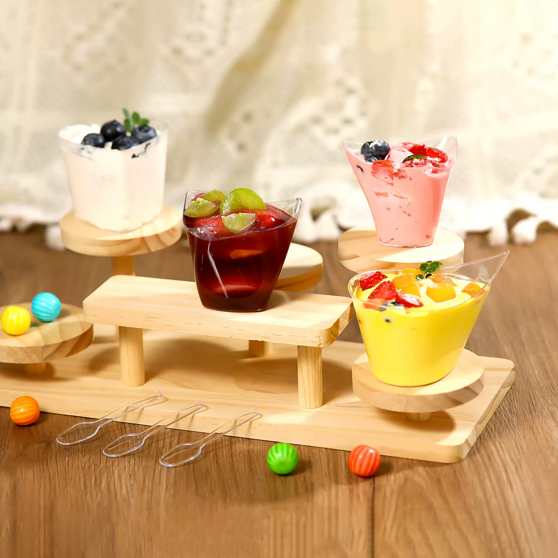 跨境货源厂家一次性硬质塑料心形透明蛋糕杯尖角慕斯杯扭边木康杯