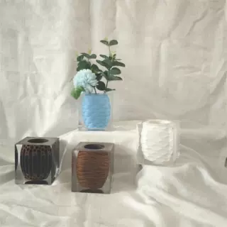 跨境现代简约风定制款高级铂晶亚克力内埋花瓶家居饰品琉璃花瓶