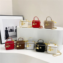 迷你小包包女包跨境handbags2025新款欧美时尚褶皱菱格链条盒子包