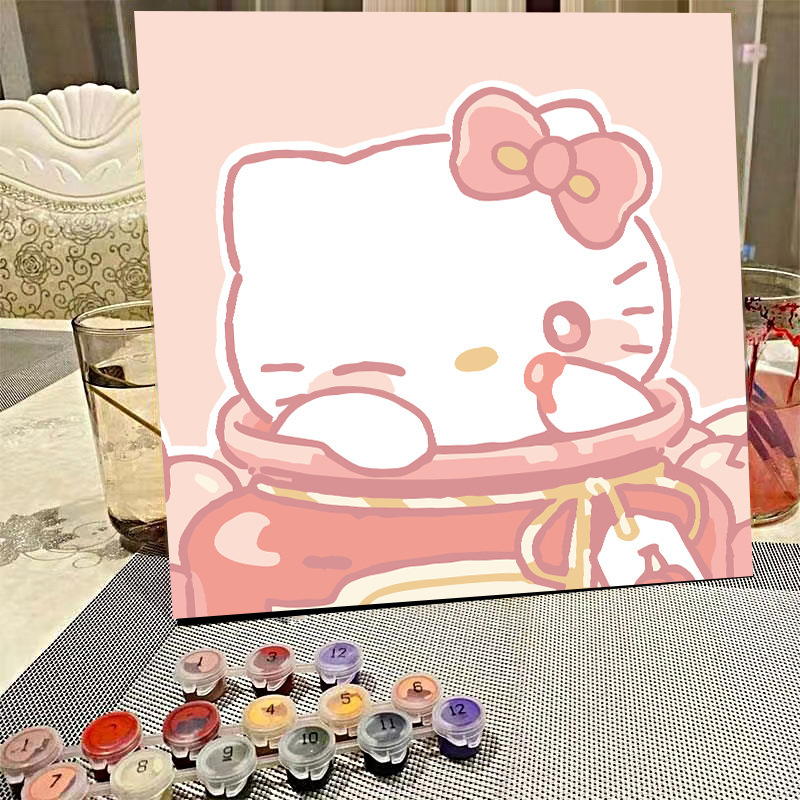デジタル油絵diyの塗り絵の子供は漫画のアニメを埋めて色を塗ります。|undefined