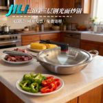 304不锈钢炒锅三层钢无涂层不粘锅家用电磁炉炒菜锅食品级平底锅