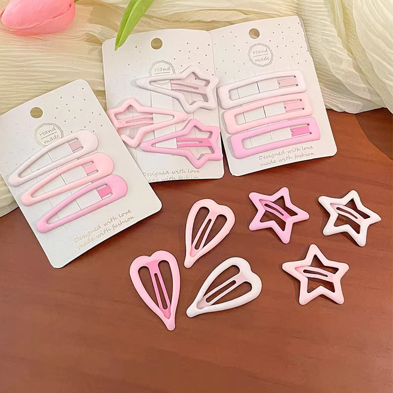 Dulces pinzas de cabello de estrellas rosadas, pinzas de cabello para mujeres, pinzas de cabello rotas, pinzas de cabello para la frente, pinzas de cabello lindas
