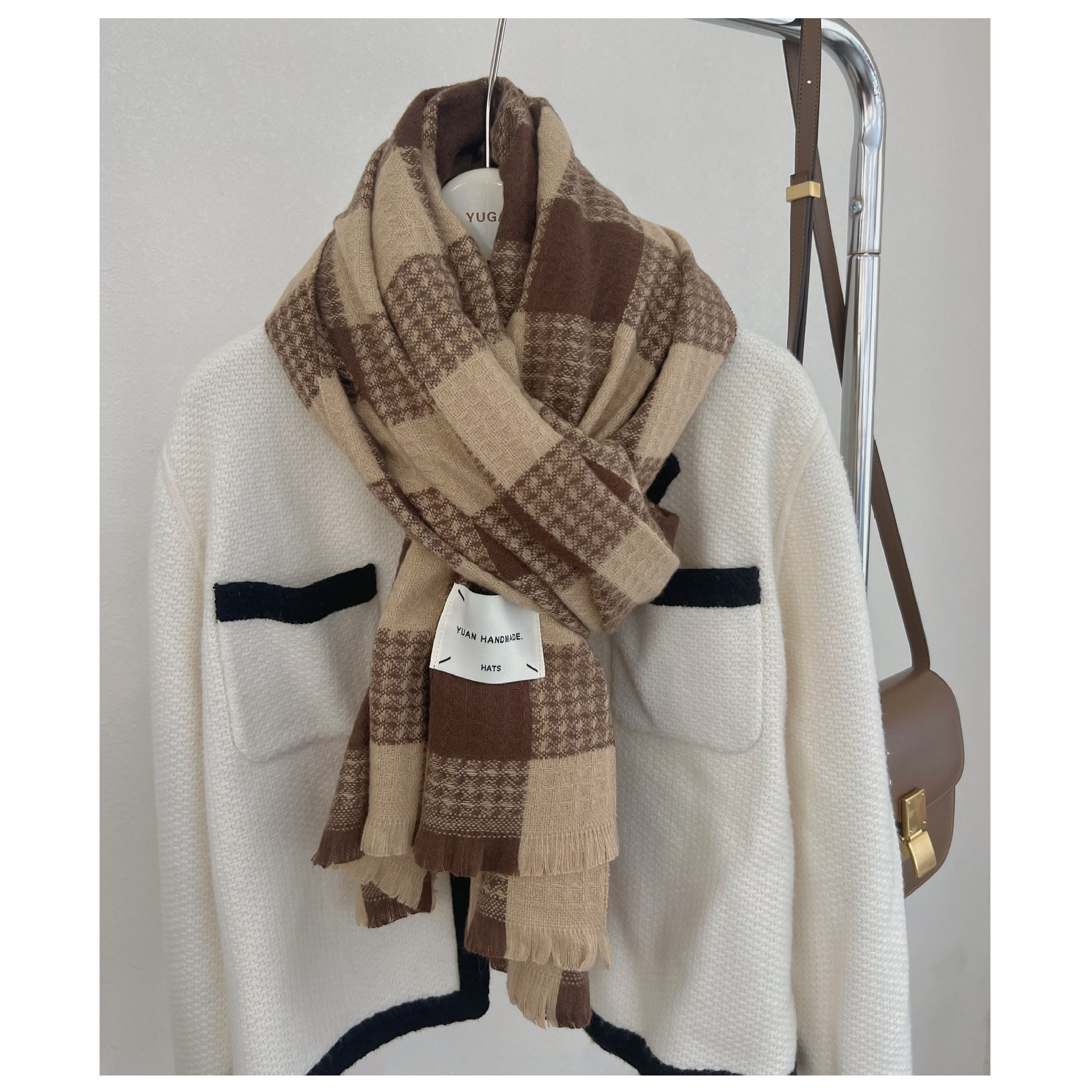 Sciarpa a quadri da donna autunno inverno stile versatile_voghion.com