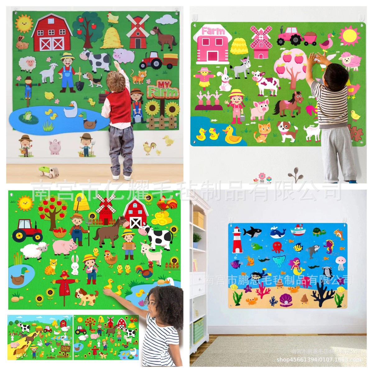 跨境现货毛毡忙碌板 儿童益智科教DIY玩具 立体毛毡学习板故事板