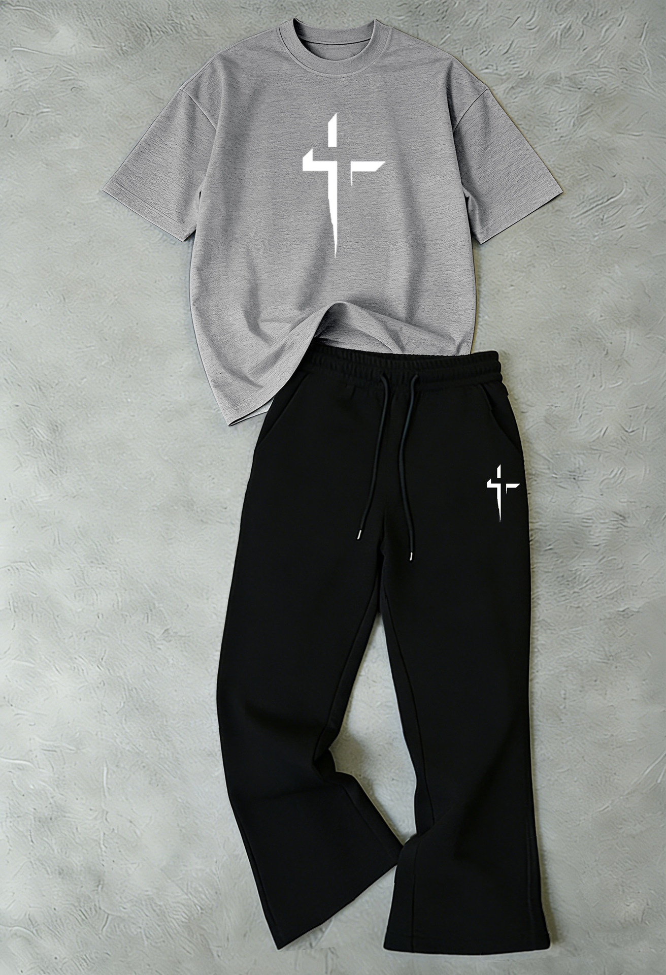 2026 New Unisex Simple Casual Sports Suit: Versatile Crew Neck T Shirt + Sweatpants Two Piece Set For Everyday Wear_viptrois.com