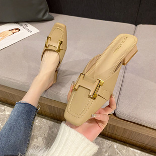Flat Slip-On Casual Half-Toe Sandals with Chunky Heels for Women, Fashionable for Outdoor Wear 2833-6 Casual Outdoor Wear