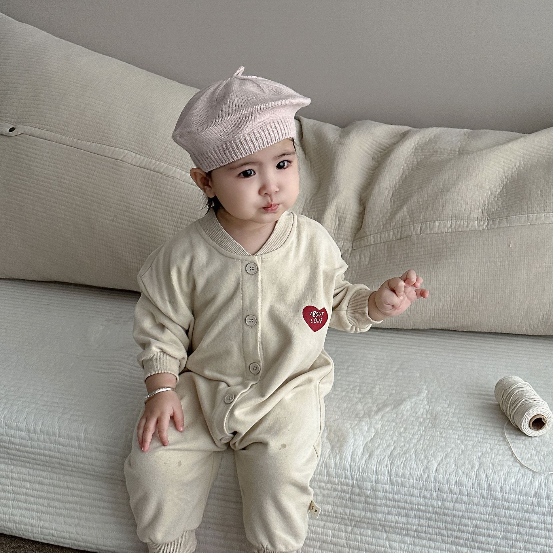 Ropa de salida de principios de otoño para niños, ropa para niños de estilo coreano, monos con botones abiertos para bebés, monos de manga larga para bebés de otoño, ropa para gatear