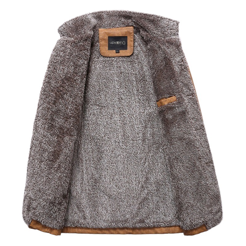 Cross-border Amazon hombres ropa fábrica punto invierno nuevos hombres de pie collar de la PU de piel integrada abrigo caliente para la entrega