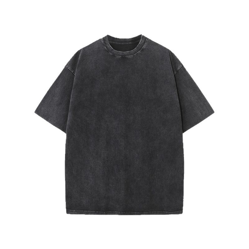 Verano nuevo producto pesado 270G retro lavado y desgastado camiseta de manga corta para hombre de algodón suelto camiseta de batik retro para hombre