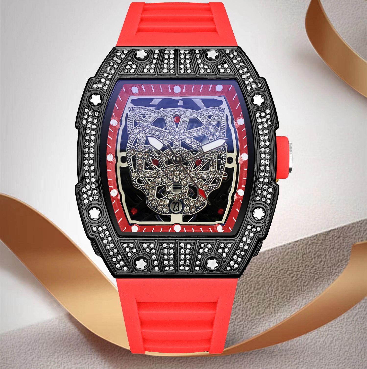 Richard vyriškas kvarcinis laikrodis su deimantais ir žvaigždėmis_voghion.com