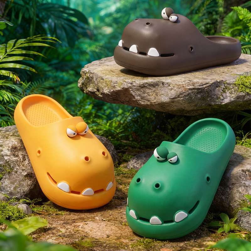 Personalized Dinosaur Slippers for Women, Spring and Summer Outdoor Wear, Waterproof, Non-Slip, Comfortable, Soft-Soled, Non-Stuffy Cartoon Slippers for Women Wholesale Personalized Dinosaur Slippers for Women, Spring and Summer Outdoor Wear, Waterproof, Non-Slip, Comfortable, Soft-Soled, Non-Stuffy Cartoon Slippers for Women Wholesale