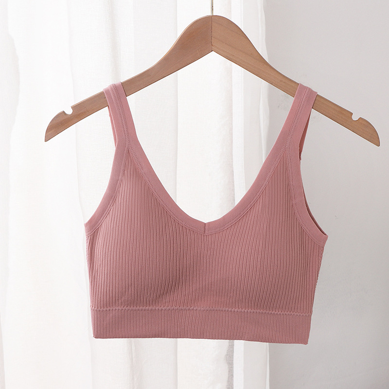 Seamless beauty back push up Correa inalámbrica chaleco en el pecho taza de una pieza fija de las mujeres anti-exposición tubo interior chaleco superior