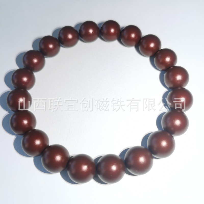 生产销售磁灸石稀土无绳手链 10mm檀木色磁灸石手链 艾灸石项链