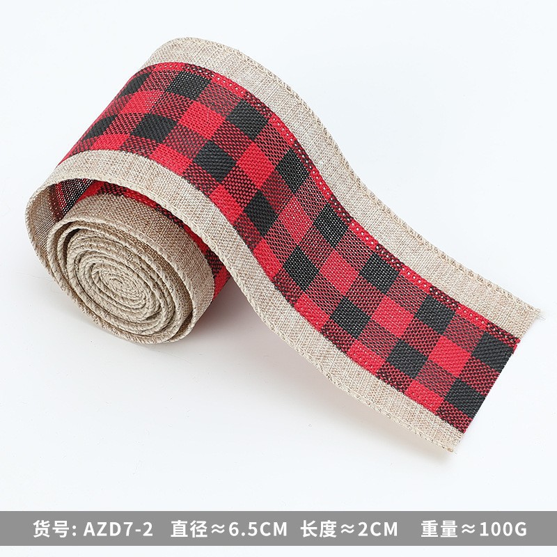 Navidad transfronteriza imitación de lino cinta cinta cinta regalo de Navidad embalaje arco accesorios cinta decoración al por mayor