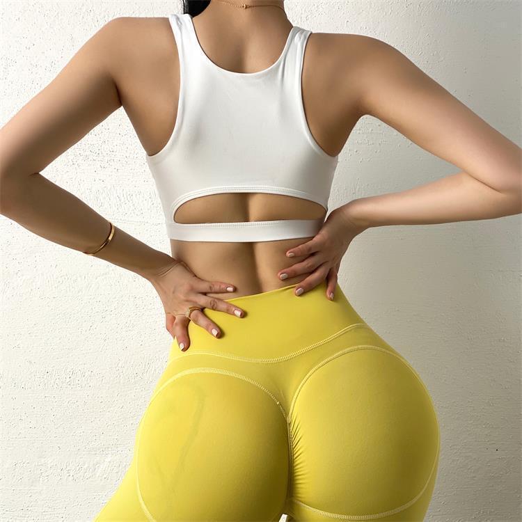 Yoga Suit With Chest Cushion, Camisole, Women's Sports Running, Fitness Vacation, Two Low Cut Hollow Sexy Tops_ecoleips.com