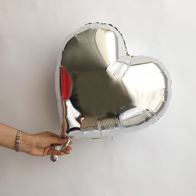 Transfronterizo de 18 pulgadas amor luz versión color sólido oro plata fiesta de cumpleaños decoración papel de aluminio globo de aluminio al por mayor