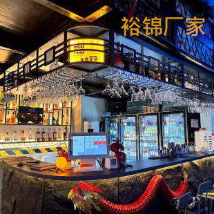Industrial Style Bar Hanging Cabinet Goblet Inverted Hanger Rack Iron Hanging Wine Rack Bar Counter Hanging Cabinet Restaurant Hanging Storage Rack