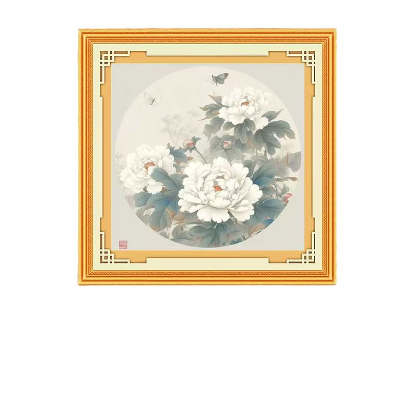 Mona Lisa real bordado cruzado peonía blanca peonía china dibujo de bordado cruzado simple a mano 10 bordado no completo image 5