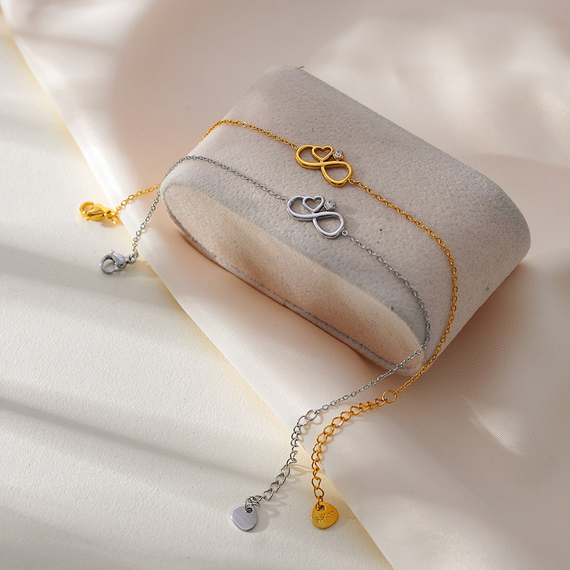 18K Real Gold Plated Plating Material Wholesale Jewelry Lady Heart Shape Stainless Steel Beaded Chain Necklace