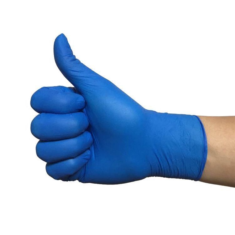 粤龙丁腈一次性加厚手套深蓝橡胶乳胶防水防油耐酸碱防护劳保PVC