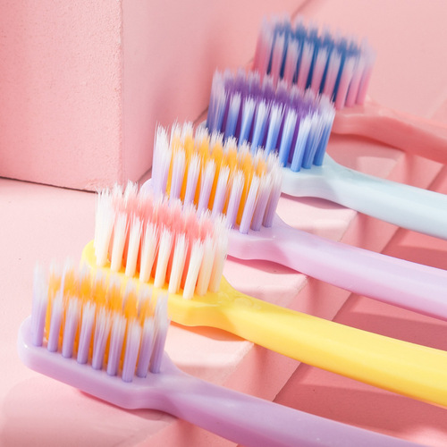 Dijiu Adult Macaron Soft Bristle Toothbrush Wholesale Household Ice Cream Toothbrush Family Set 5 Peelable Toothbrushes