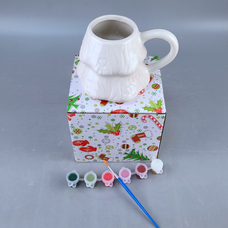 Regalos de Navidad cerámica DIY árbol de Navidad forma taza pintada taza de agua potable taza de leche taza de agua