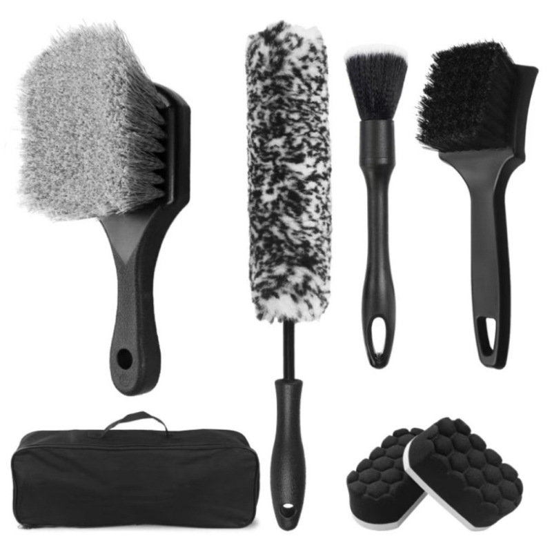 7Pcs Car Wheel Brush Kit Tire Brush Wheel Cleaning Brush Set Wheel Guard Paint Multi-Function Brush