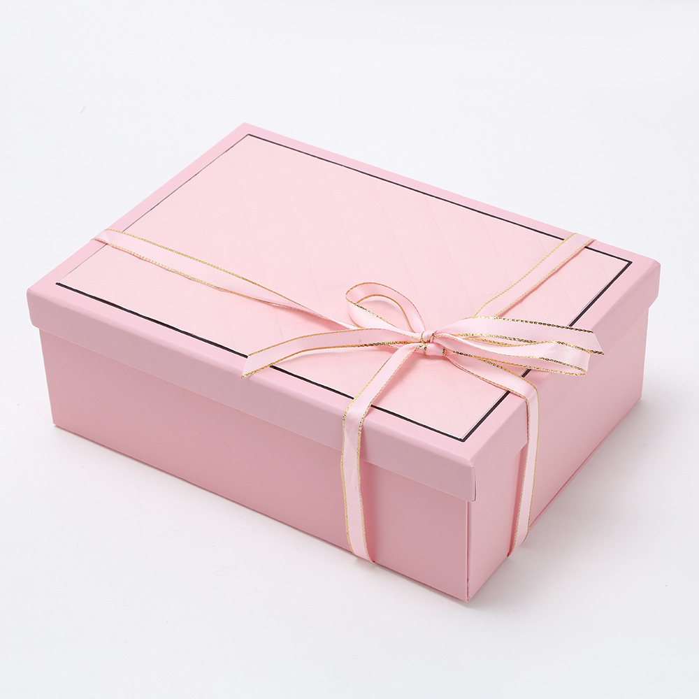 Caja de regalo plegable de una pieza, caja de regalo de vacaciones, caja de regalo de tapa, caja de regalo de arco de tapa, caja de regalo de vacaciones en stock