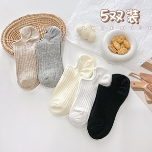 Summer thin socks women's ankle socks pure cotton silicone non-slip low-cut invisible socks summer solid color socks for women